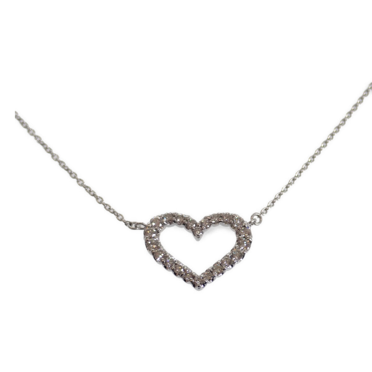 Heart Design Jewelry Pendant, K18WG, with D0.50CT Diamond - White Gold and Silver Accessory Necklace - Women's