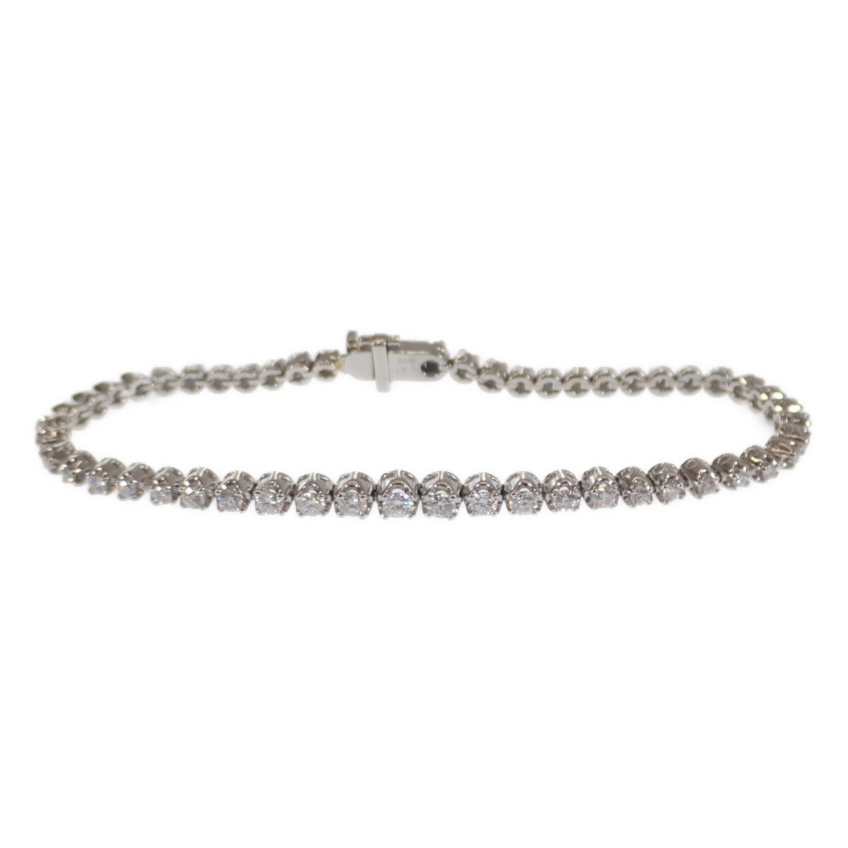 Platinum PT900 1.50ct Diamond Ladies' Tennis Bracelet, Silver- Preowned