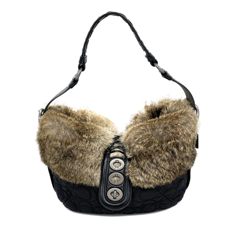 Fur & Nylon Shoulder Bag