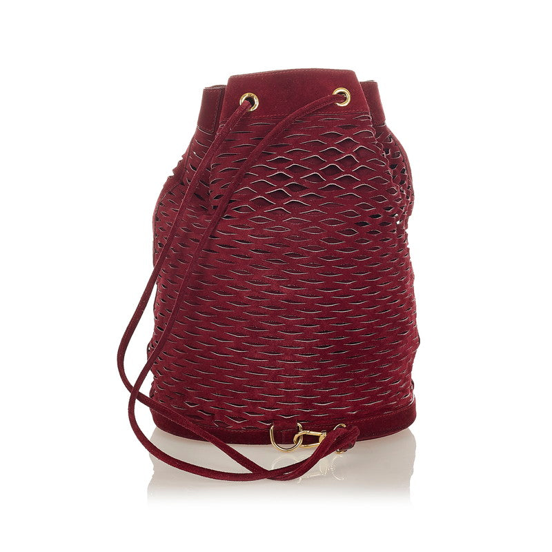 Perforated Suede Drawstring Backpack 228-257430-049