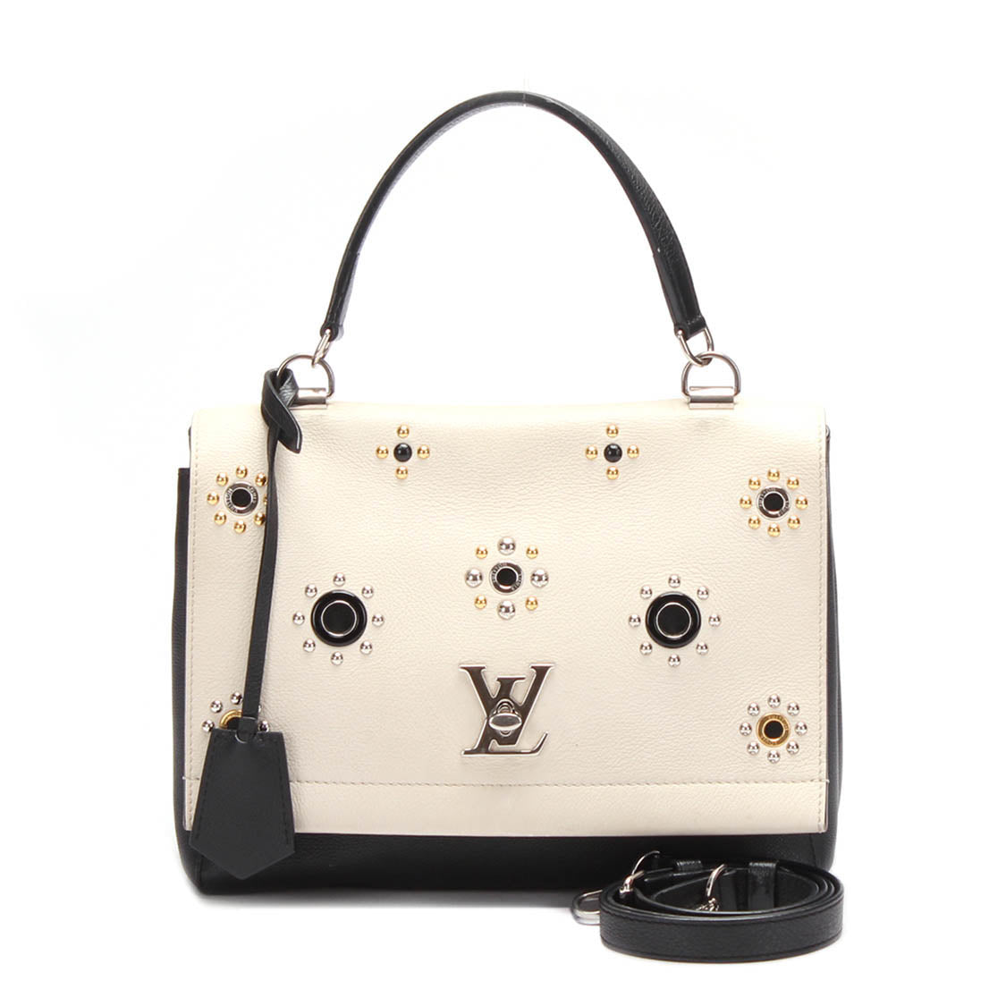 Louis Vuitton Black/White Leather Mechanical Flowers Lockme II Bag
