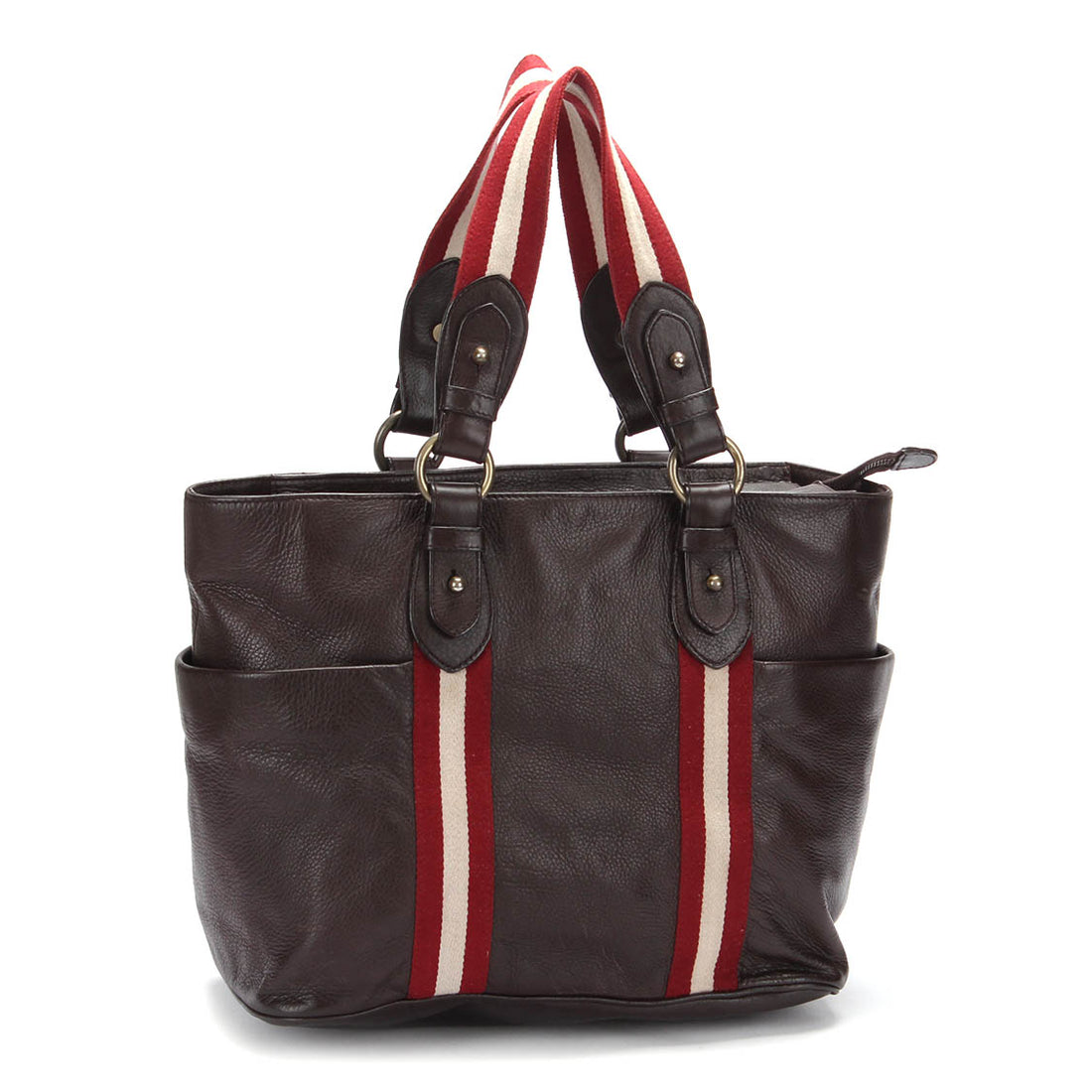 Stripe Detail Leather Handbag