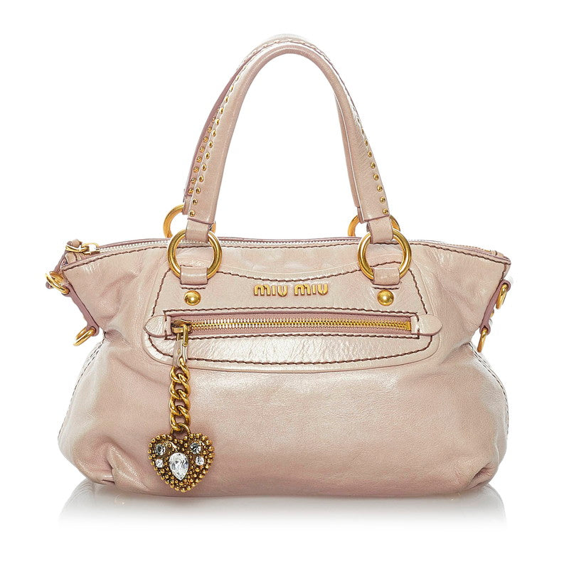 Vitello Lux Crystal Heart Handbag