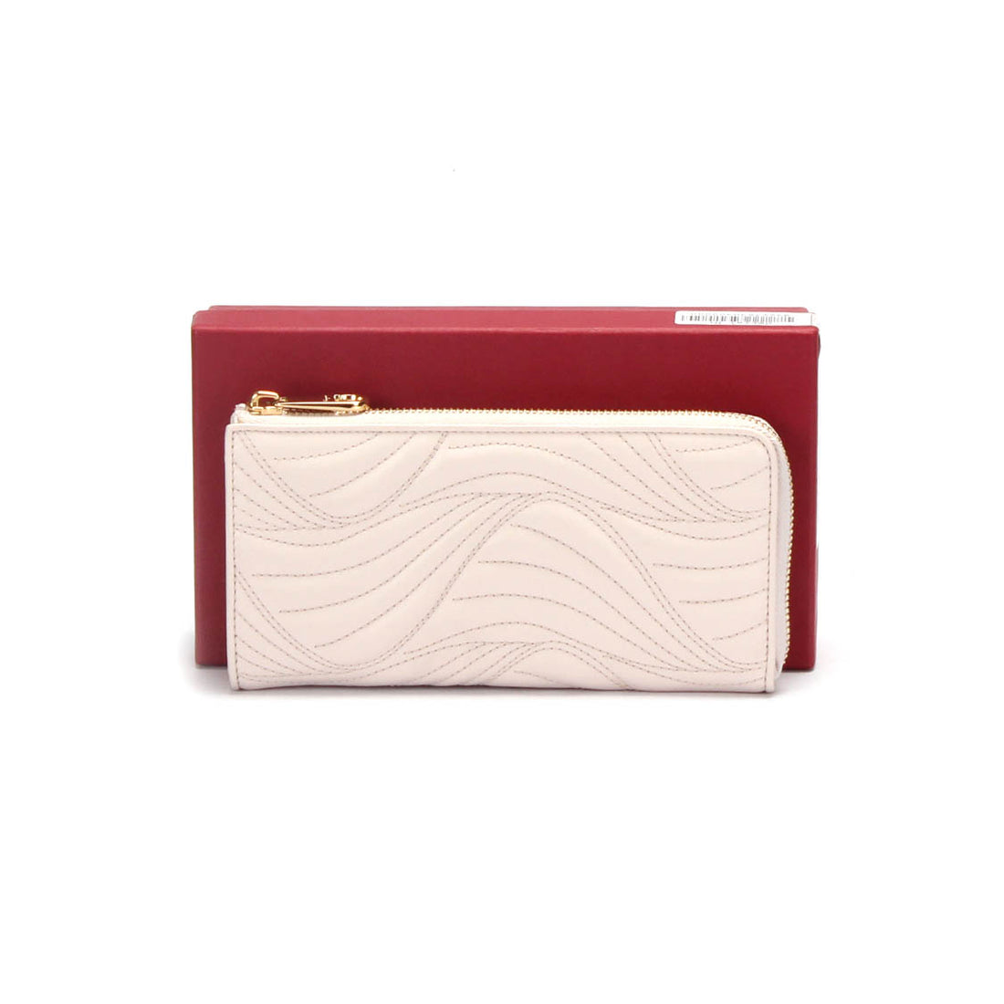 Wave Quilted Leather Long Wallet