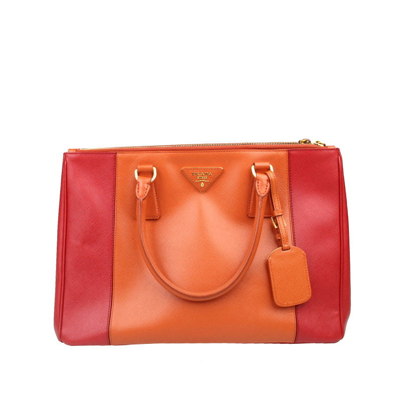 Two-Tone Saffiano Galleria Handbag
