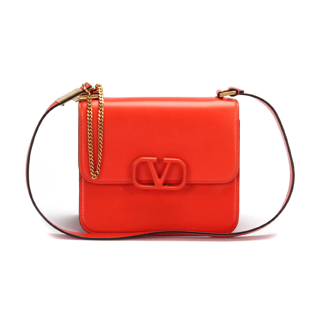V-Sling Leather Crossbody Bag