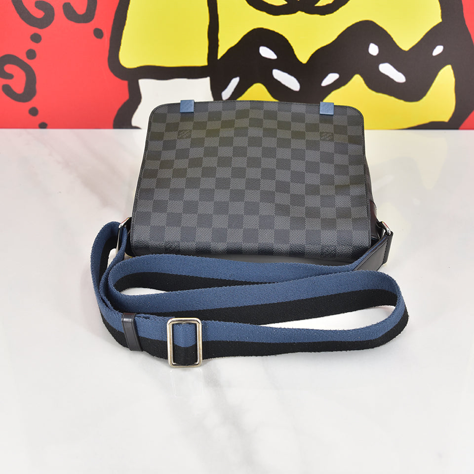 Louis Vuitton Graphite Damier & Blue-Strap 'District' Messenger Bag