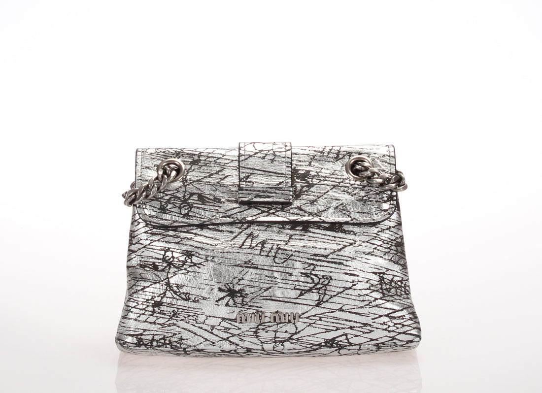 Metallic Leather Chain Shoulder Bag