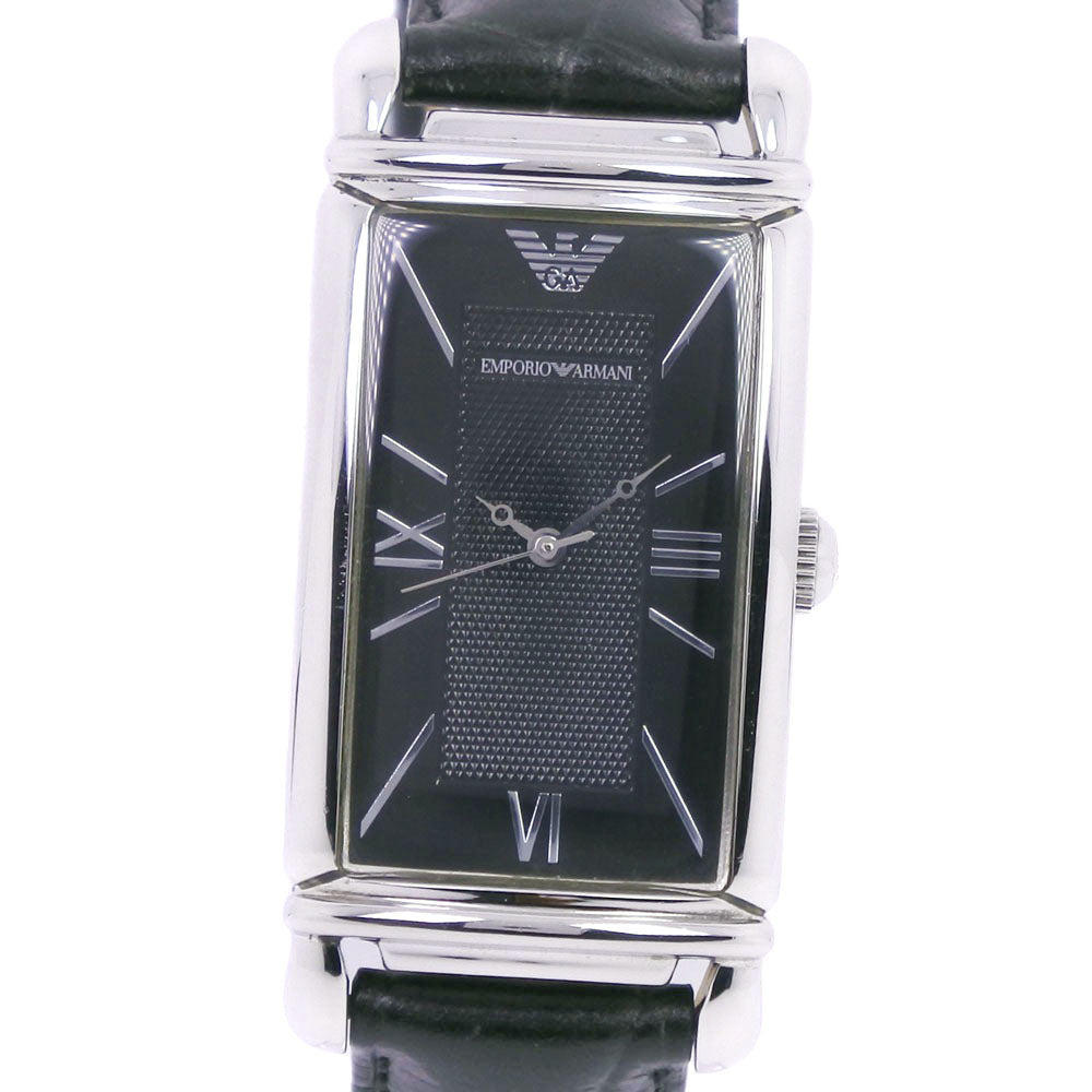 Emporio Armani Unisex Watch AR-0265, Stainless Steel & Leather, Quartz, Analog Display, Black Dial [Pre-owned, A-Rank] AR-0265