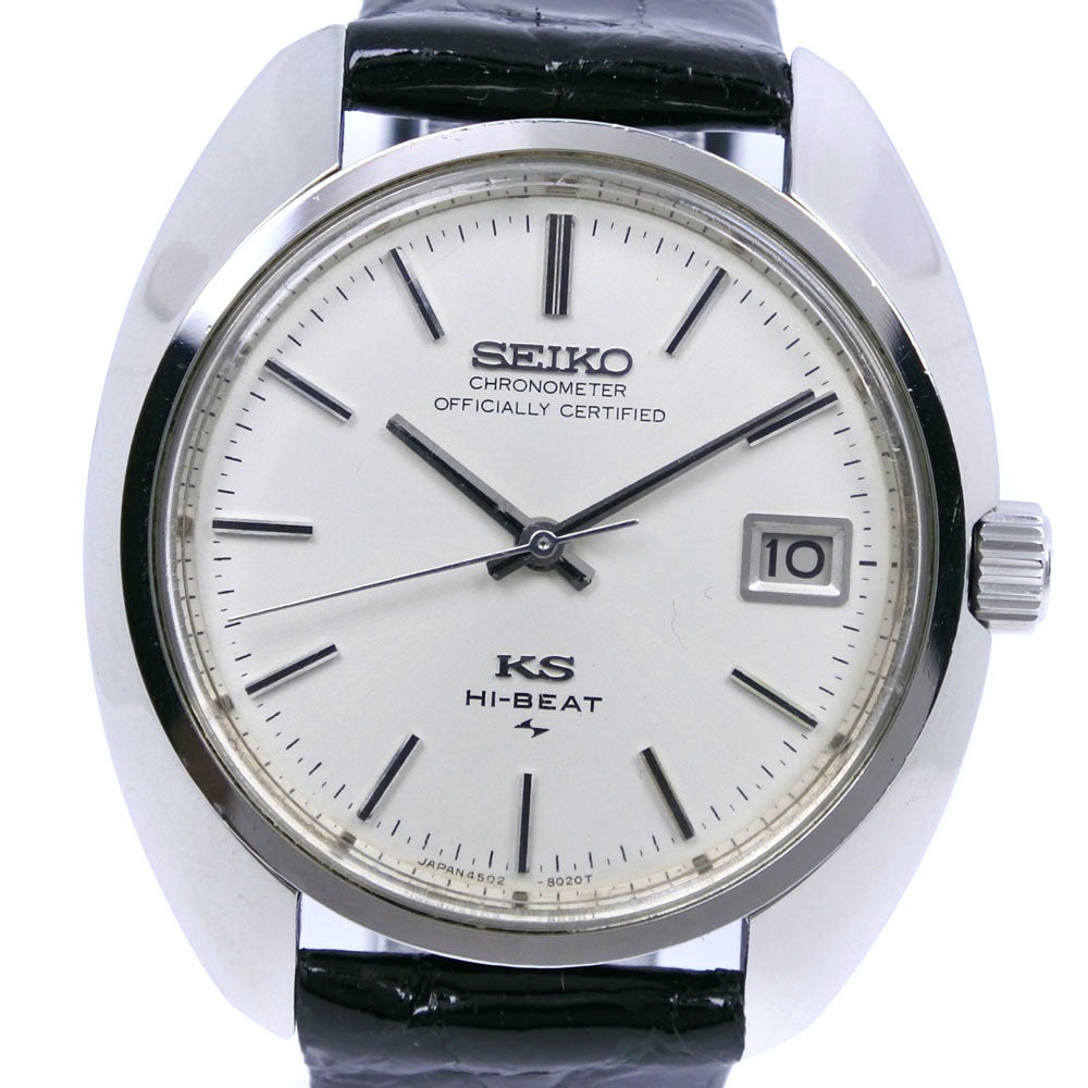 Seiko King Seiko Men's Watch 4502-8010 - Stainless Steel x Leather, Silver, Manual, White-Dial [Pre-loved] 4502-8010