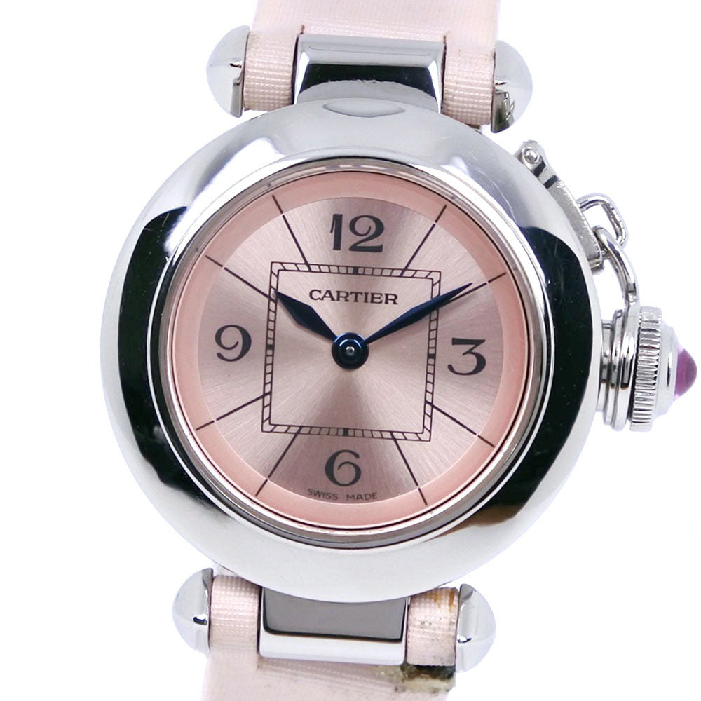 Cartier Miss Pasha Ladies' Watch W3140008 - Stainless Steel & Leather, Pink, Quartz Movement, Pink Dial, Used in Some Conditions, Grade A W3140008