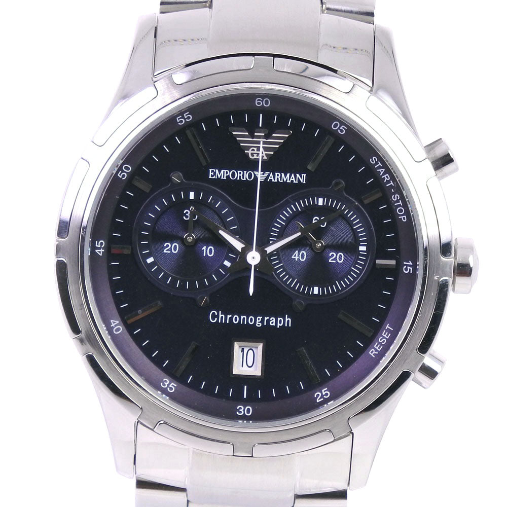 Emporio Armani Men's Chronograph Watch AR-0583, Stainless Steel, Quartz, Navy Dial [Pre-owned, A-Rank] AR-0583