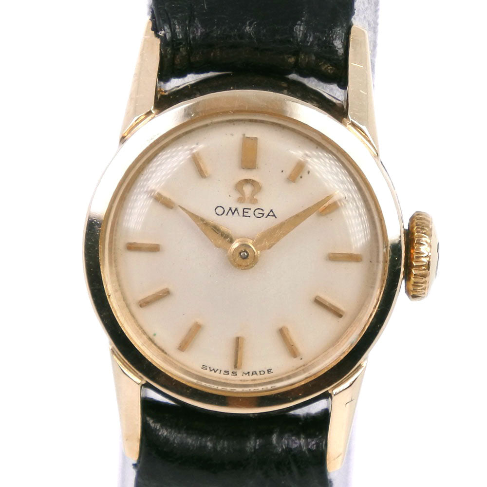 Omega Gold-Plated Hand-wound Analog Ladies' Watch with a White Dial