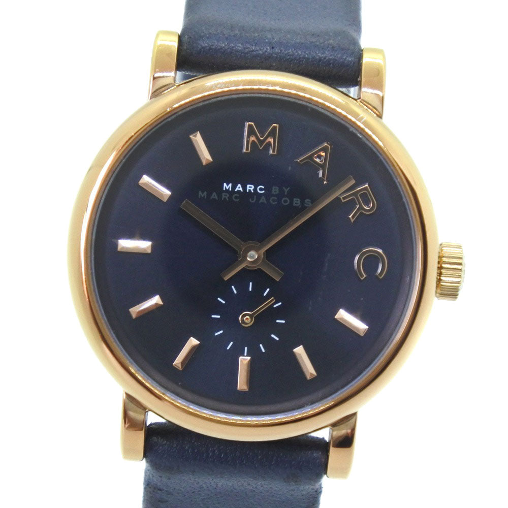 Marc by Marc Jacobs Women's Gold-Plated Leather Wristwatch with Navy Dial MBM1331 [Pre-owned] MBM1331