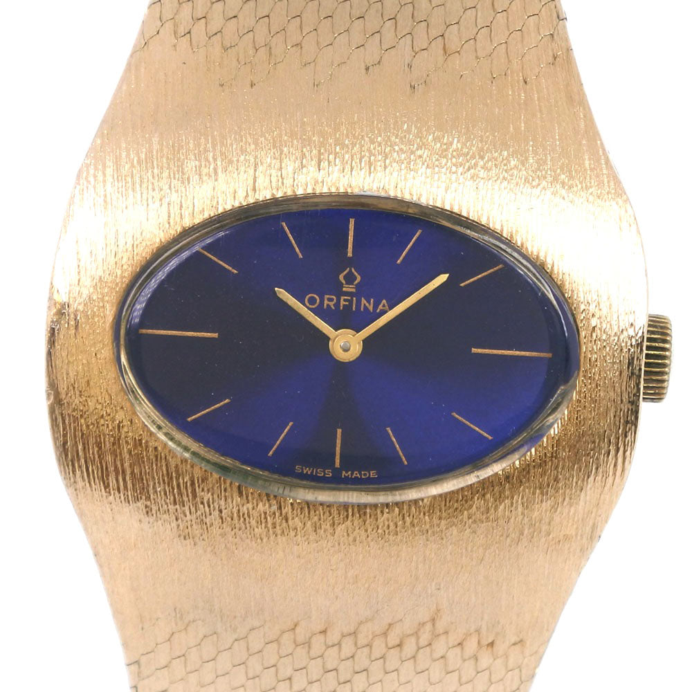 Orfina Men's Hand-Wound Gold Watch in Stainless Steel with Blue Dial