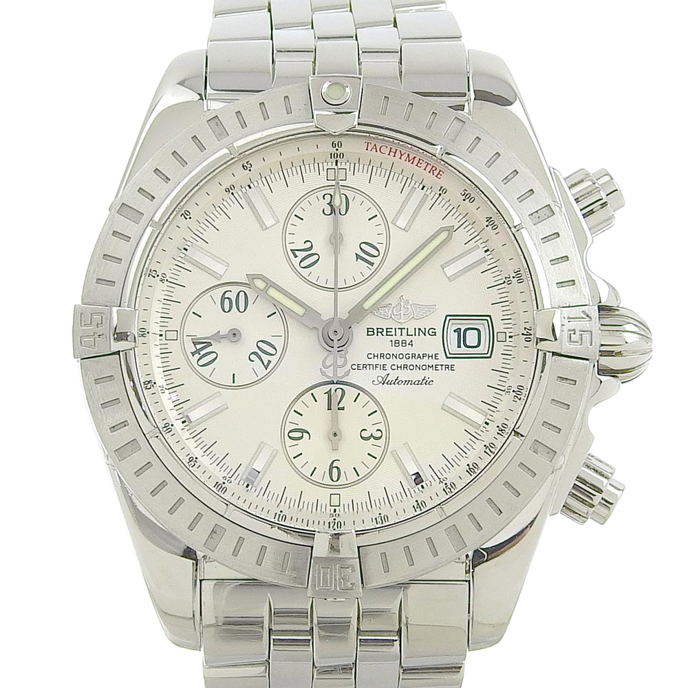 BREITLING Chronomat Evolution A13356 Men's Silver Dial Watch in Stainless Steel with Automatic Chronograph (Pre-Owned, A-Rank) A13356