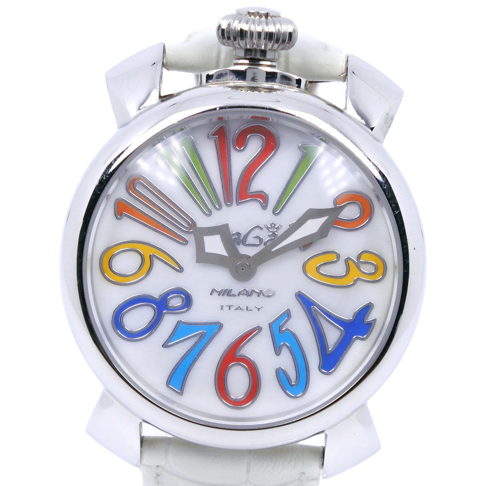 Gaga Milano Men's Manuale40 Watch 5020, White, Stainless Steel, Quartz, Analog Display, White Dial  5020.0