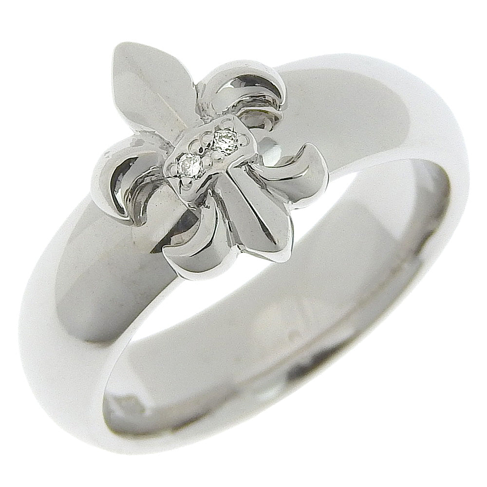 [LuxUness]  Justin Davis Fleur-de-lis Ring in K18 White Gold with Diamond, Size 11, Unisex Metal Ring in Excellent condition
