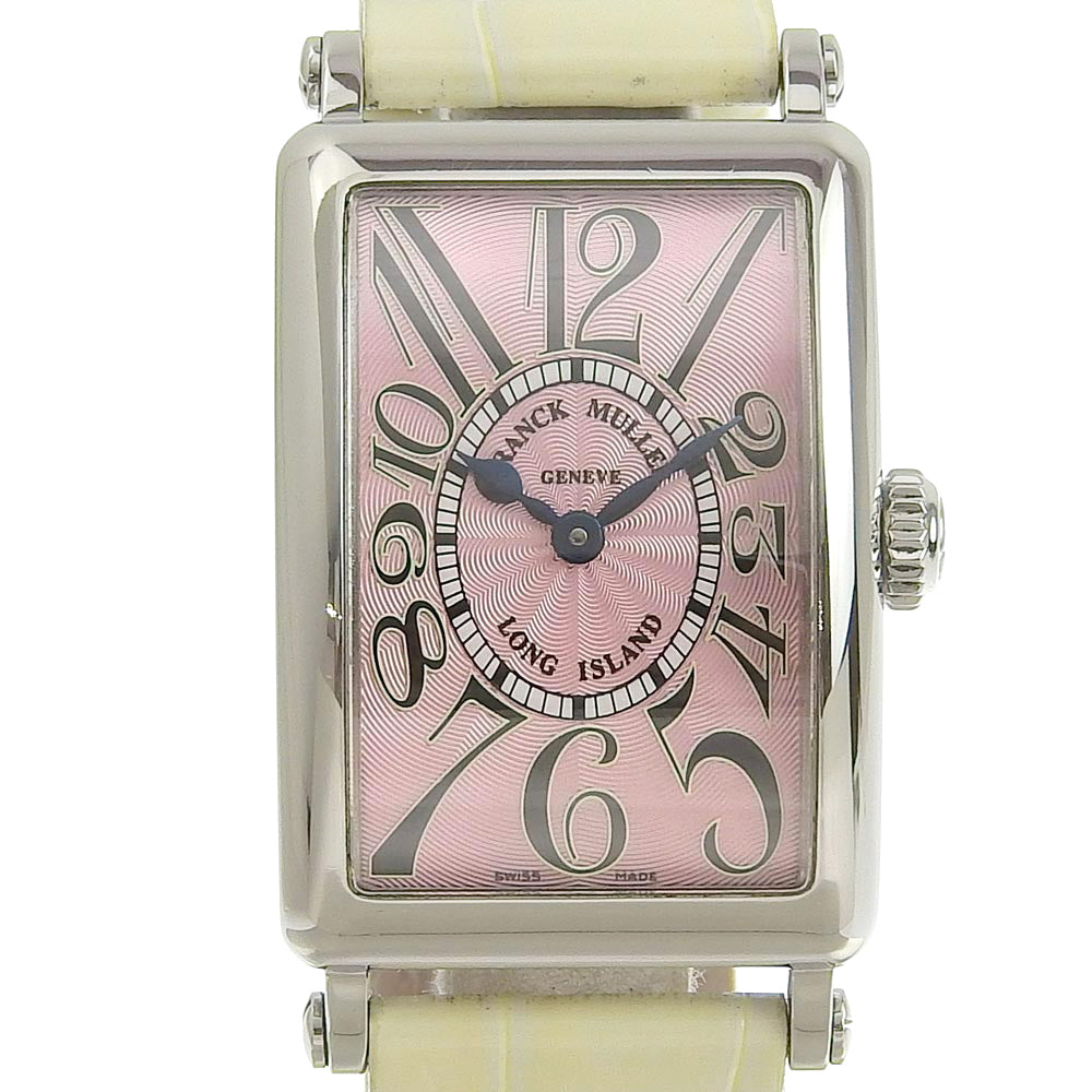 Franck Muller  Franck Muller Long Island Women's Watch 902QZ - Stainless Steel x Leather, Swiss-Made, Silver, Quartz, Pink-Dial Analog [Pre-loved, A-Rank] Metal Quartz 902QZ in Good condition