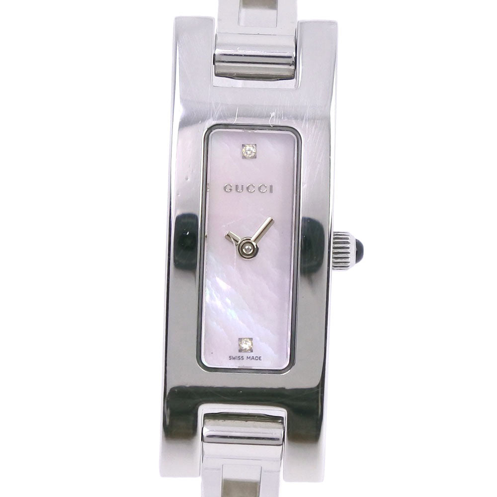 Gucci Women's Stainless Steel 2P Diamond Wristwatch with Quartz and Pink Shell Dial 3900L [Pre-owned] 3900L