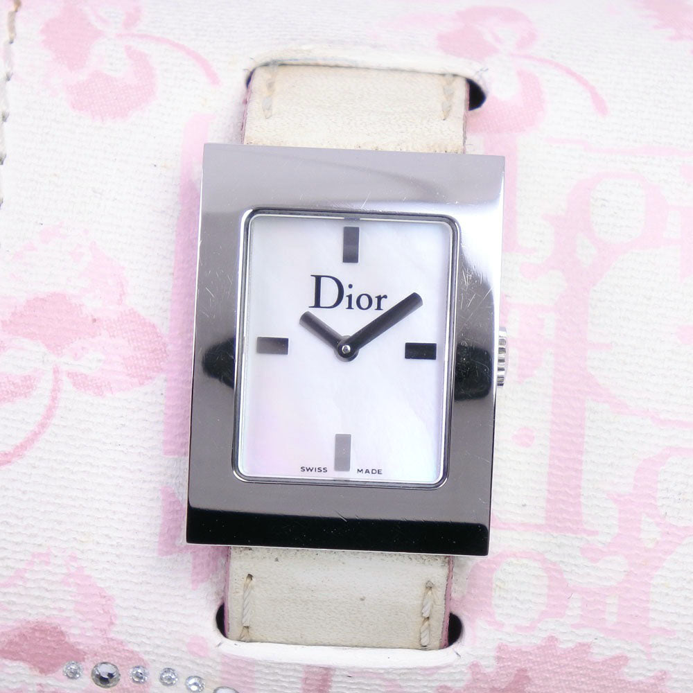 Christian Dior Mares Ladies' D78-109 Stainless Steel and Leather Quartz Watch with White Shell Dial D78-109