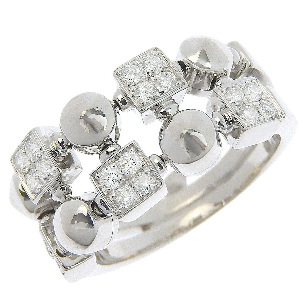 [LuxUness]  BVLGARI Lucia Double Row Ring in K18 White Gold with Diamonds, Size 13, for Women Metal Ring AN851958 in Excellent condition