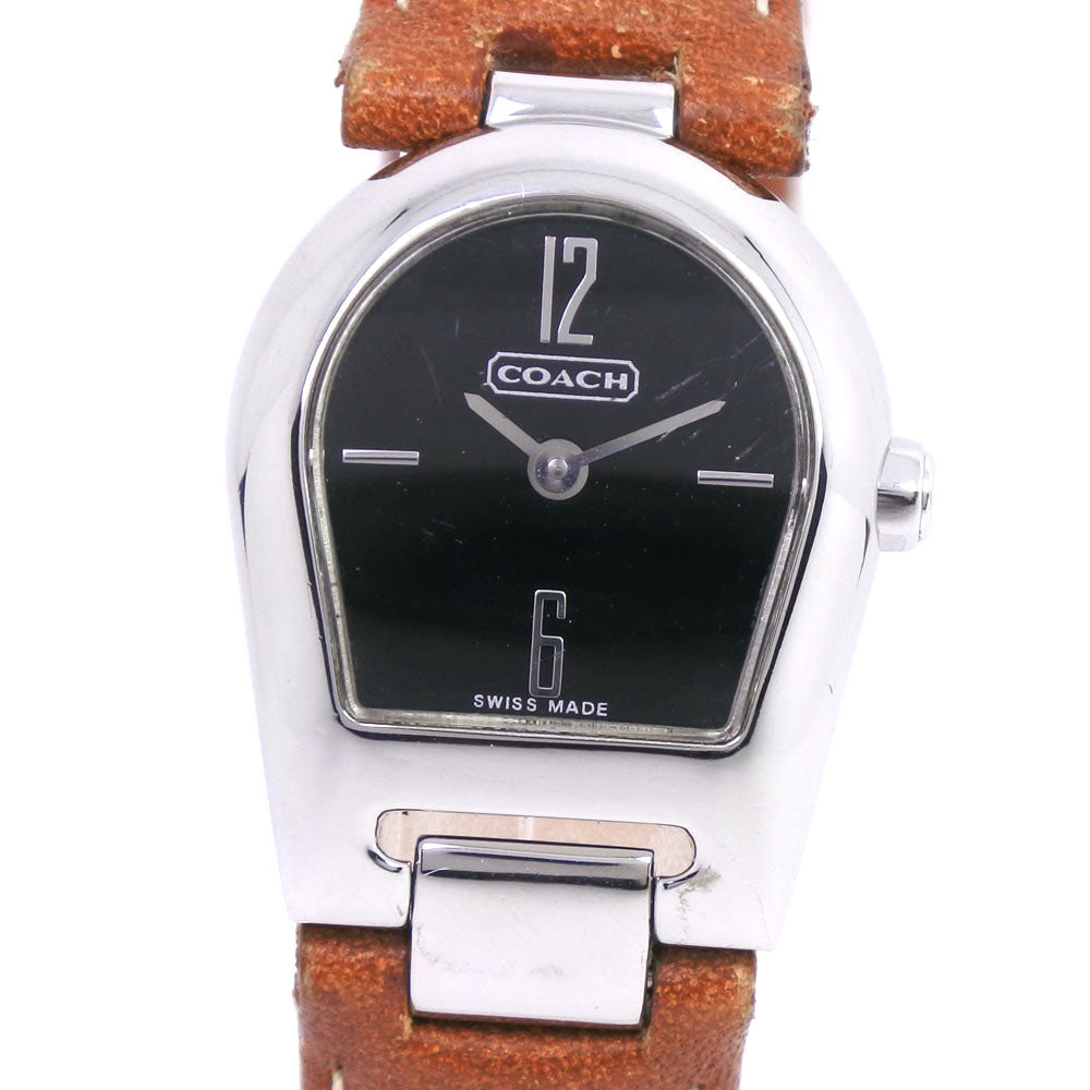 Coach  Coach Women's Stainless Steel Leather Watch with Brown Quartz and Black Dial【Used】 Metal Quartz 218.0 in Fair condition
