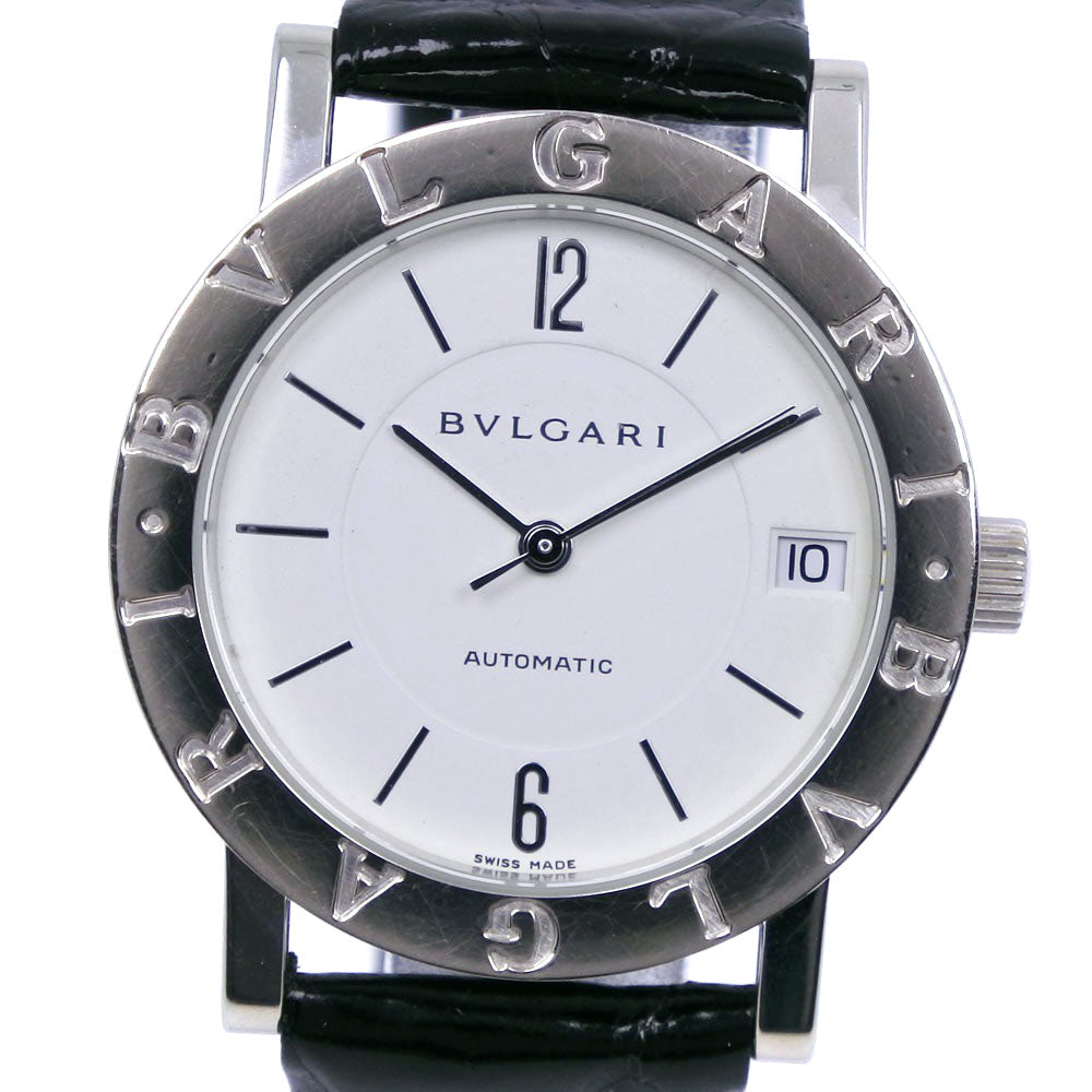Bvlgari Bvlgari Men's Watch BBW33GL, Silver, Swiss Made, 18K White Gold & Leather, Automatic, Analog Display, White Dial  BBW33GL