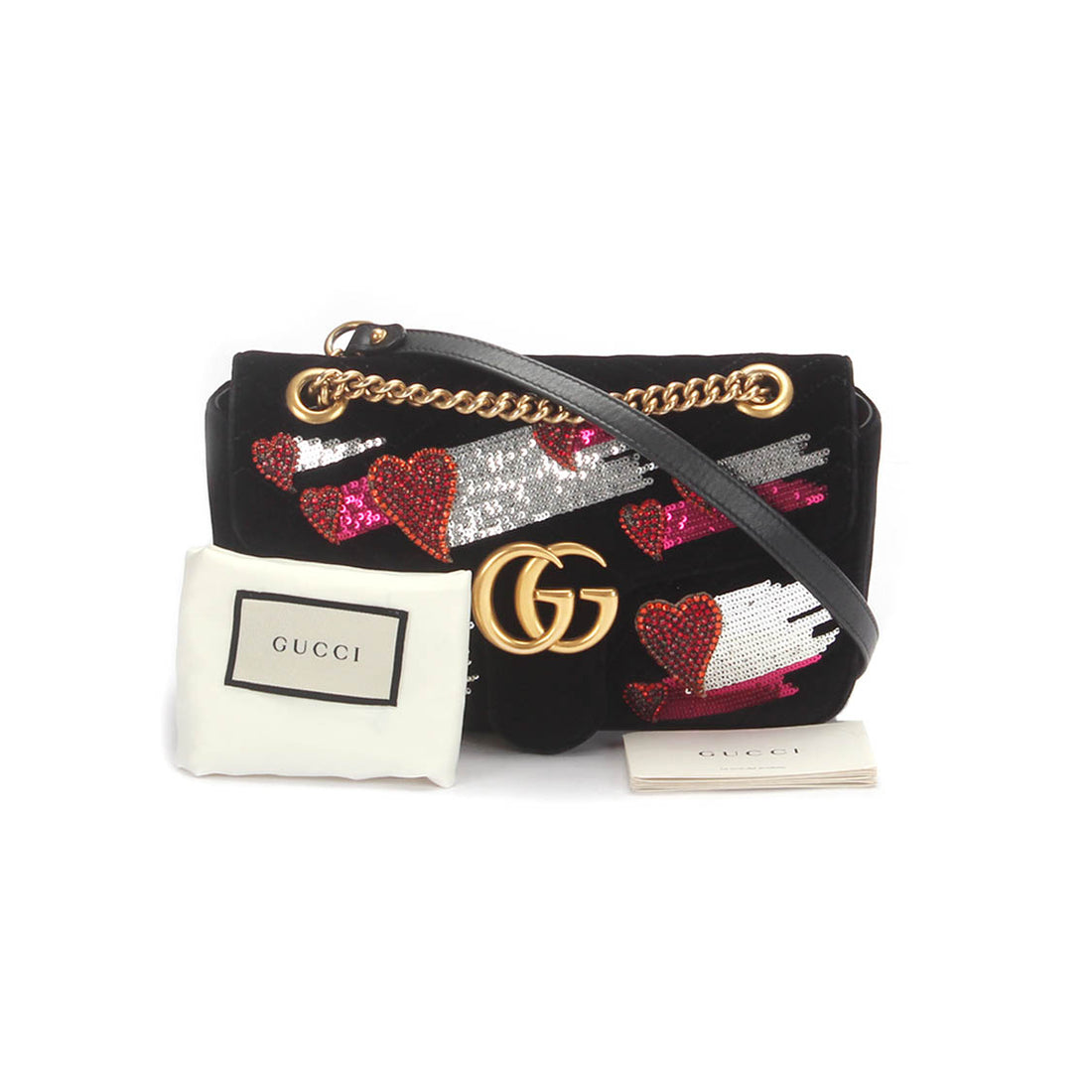 Small GG Marmont Sequin Heart Shoulder Bag 443497