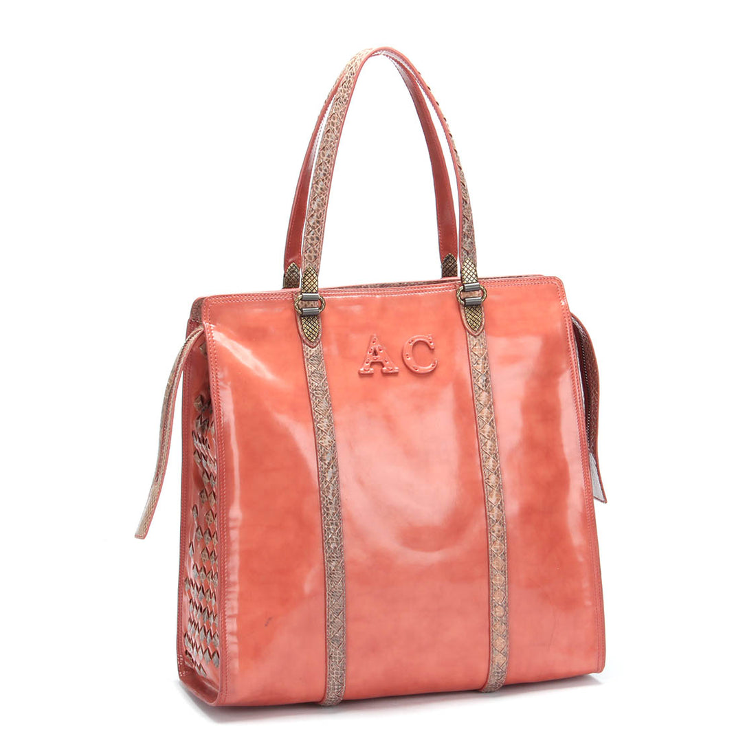 Intrecciato-Trim Leather Tote Bag