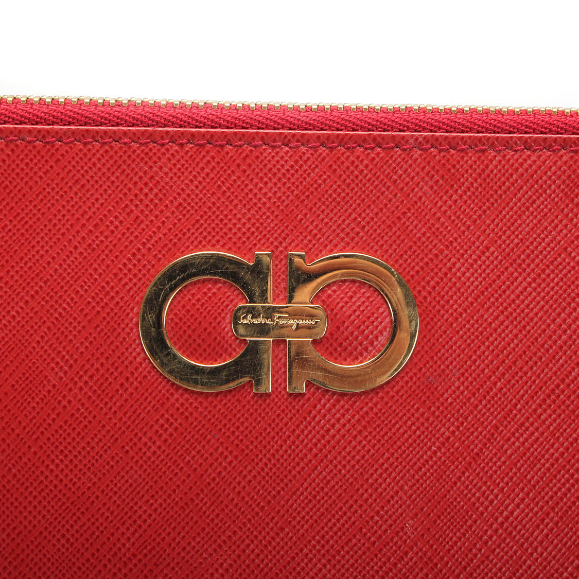 Gancini Leather Wristlet Clutch Bag