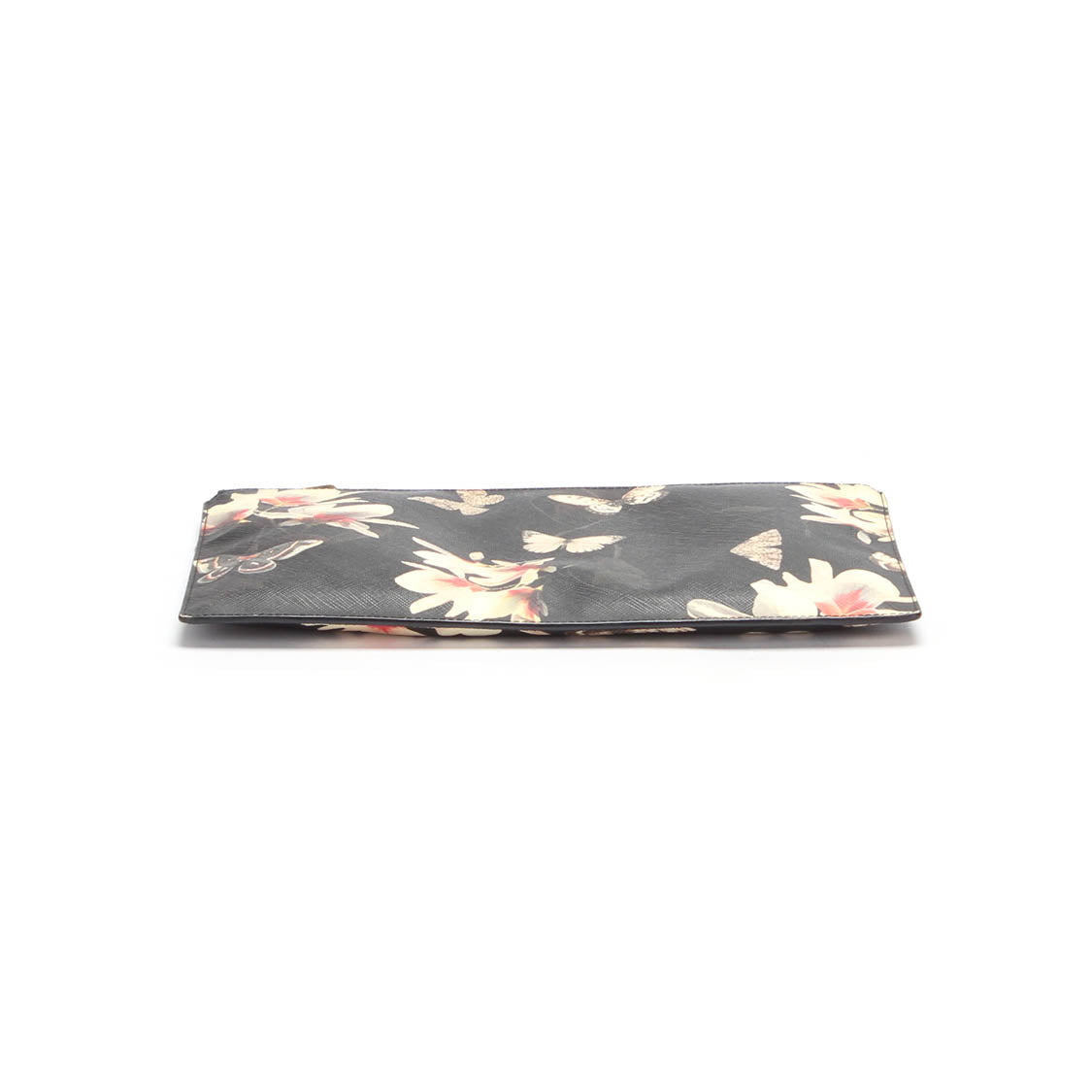 Leather Butterfly Print Clutch Bag