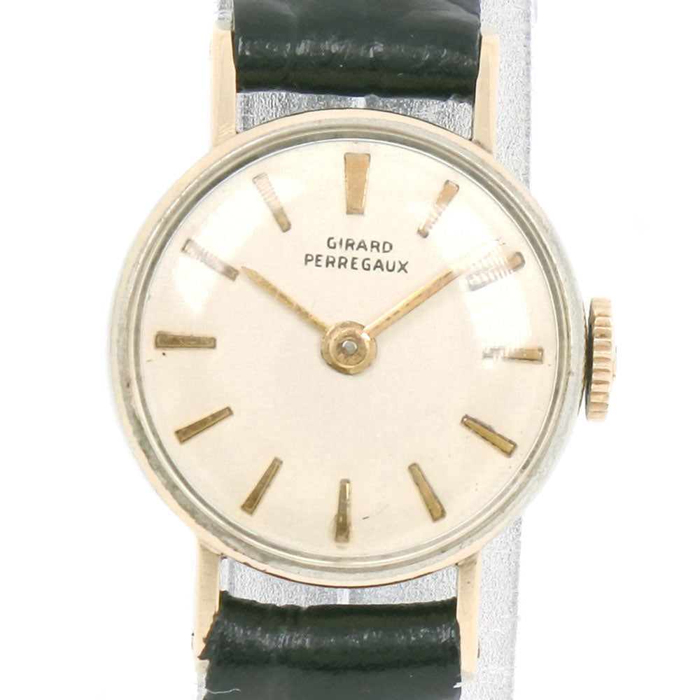 Girard-Perregaux Ladies Wrist Watch 5819845 in Stainless Steel and Leather, Gold Hand-Winding with Silver Dial (Preloved)