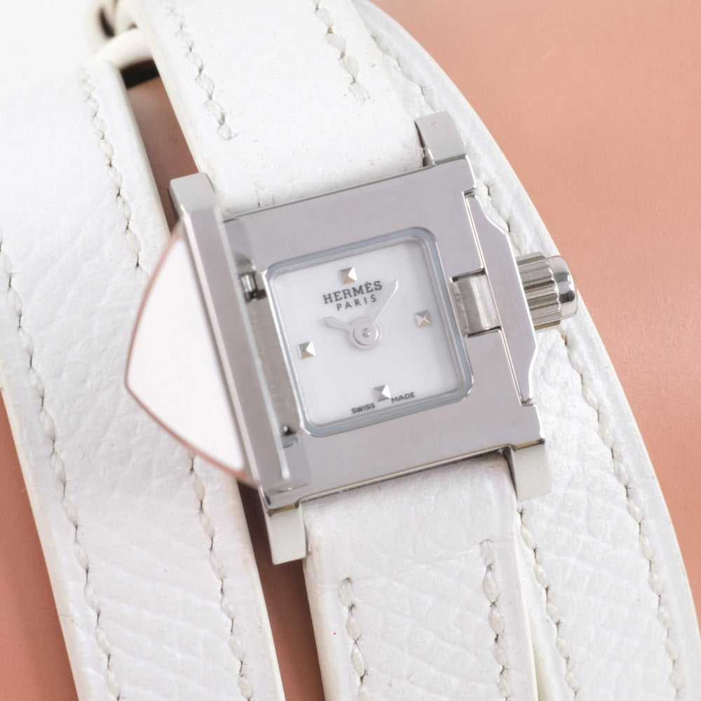 Hermes Medor Rock Triple Tour Women's Watch - ME2.112 Stainless Steel & White Leather with Quartz Movement and Analog Display [Pre-Owned, A-Rank] ME2.112