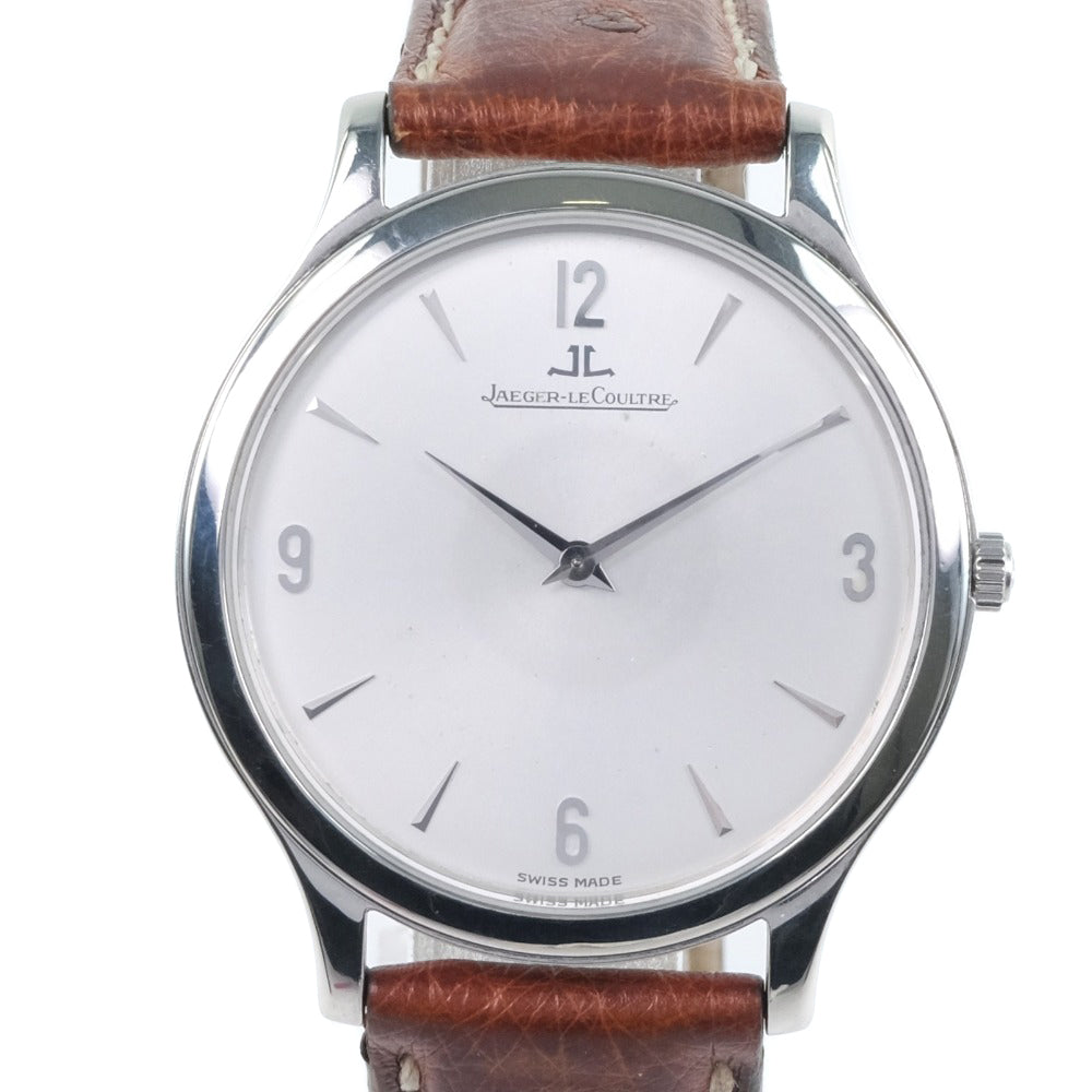 Jaeger-Lecoultre Ultra Slim Wristwatch, Stainless Steel and Leather, Men's, Cal.145.8.79, Hand-Wound, Silver Dial [Used] 145.8.79