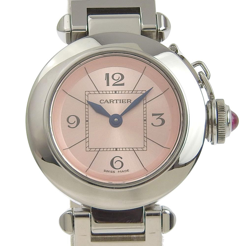 Cartier Miss Pasha Watch, Stainless Steel, Quartz Analog, Pink Dial, Women's, Swiss Made [Pre-owned, A-Rank]