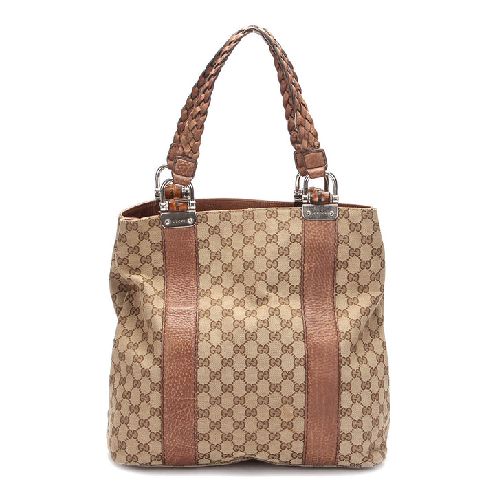 GG Canvas Bamboo Bar Tote 232946