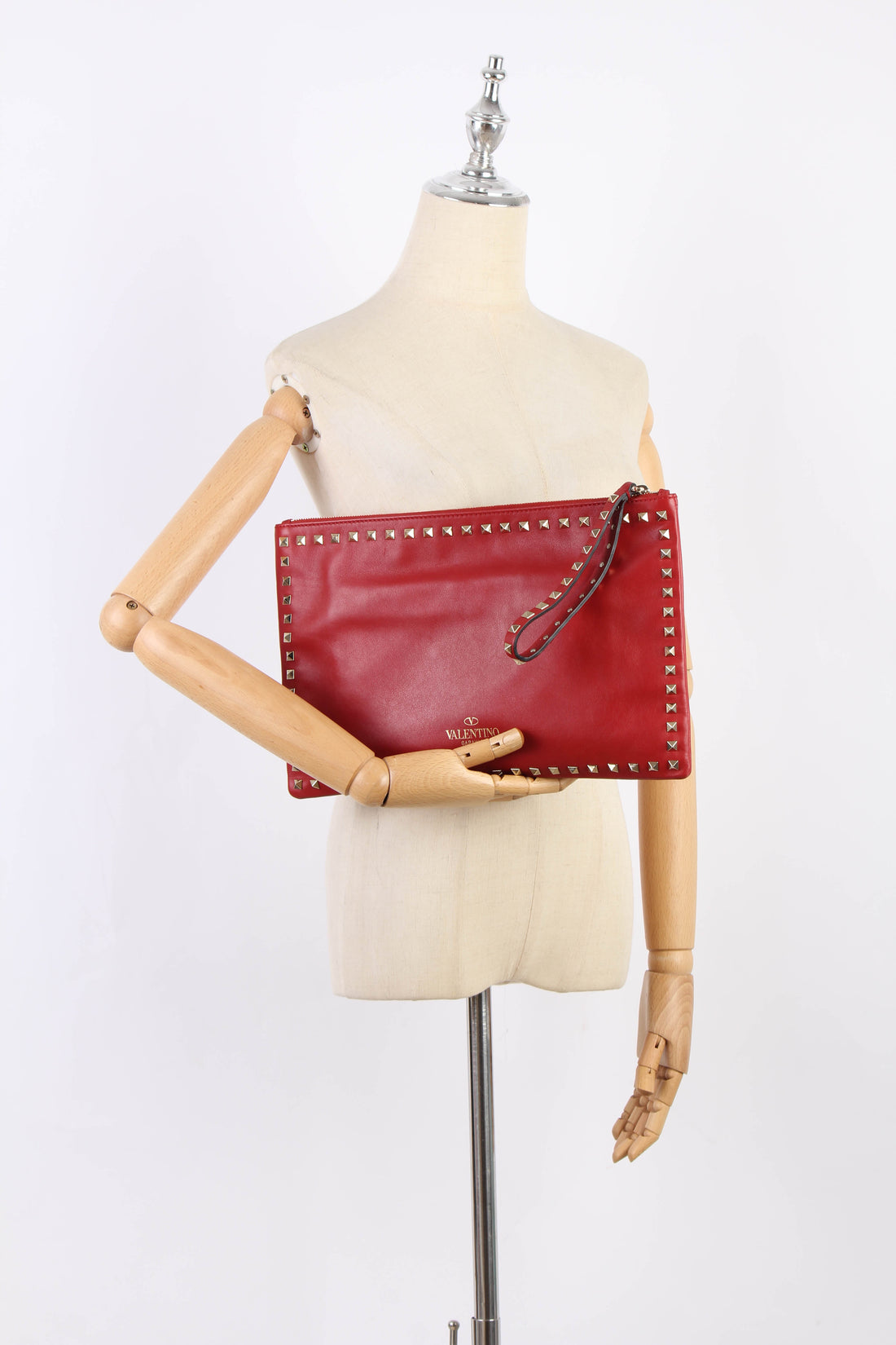 Rockstud Leather Clutch Bag