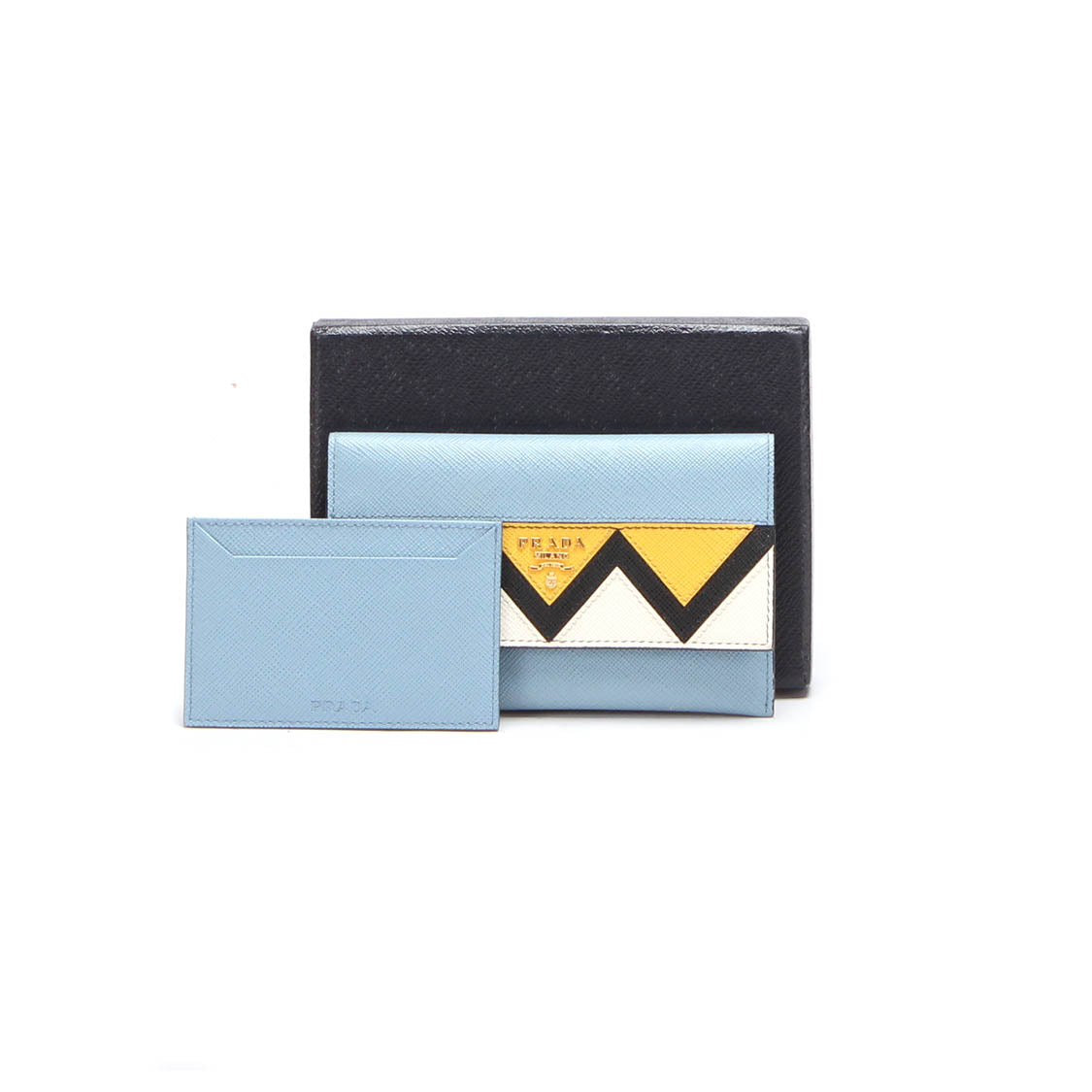 Greca Saffiano Card Case Wallet