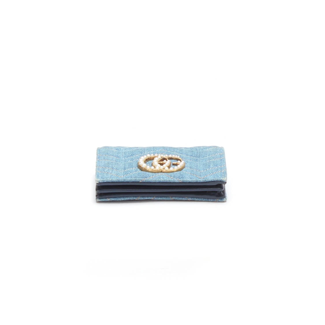 GG Pearl Marmont Denim Wallet 466492