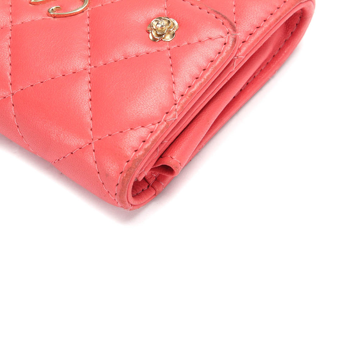 Camellia Leather Small Wallet