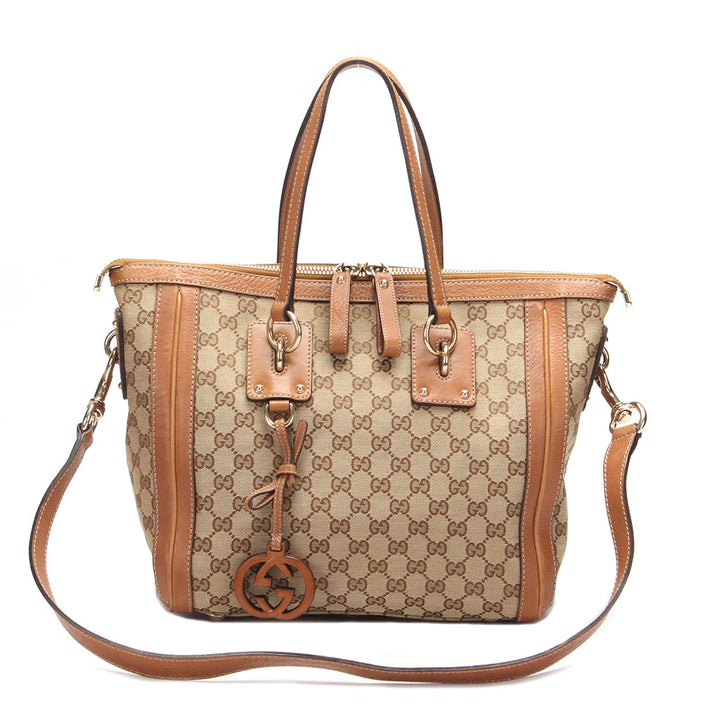 GG Canvas Medium Charm Top Handle Bag