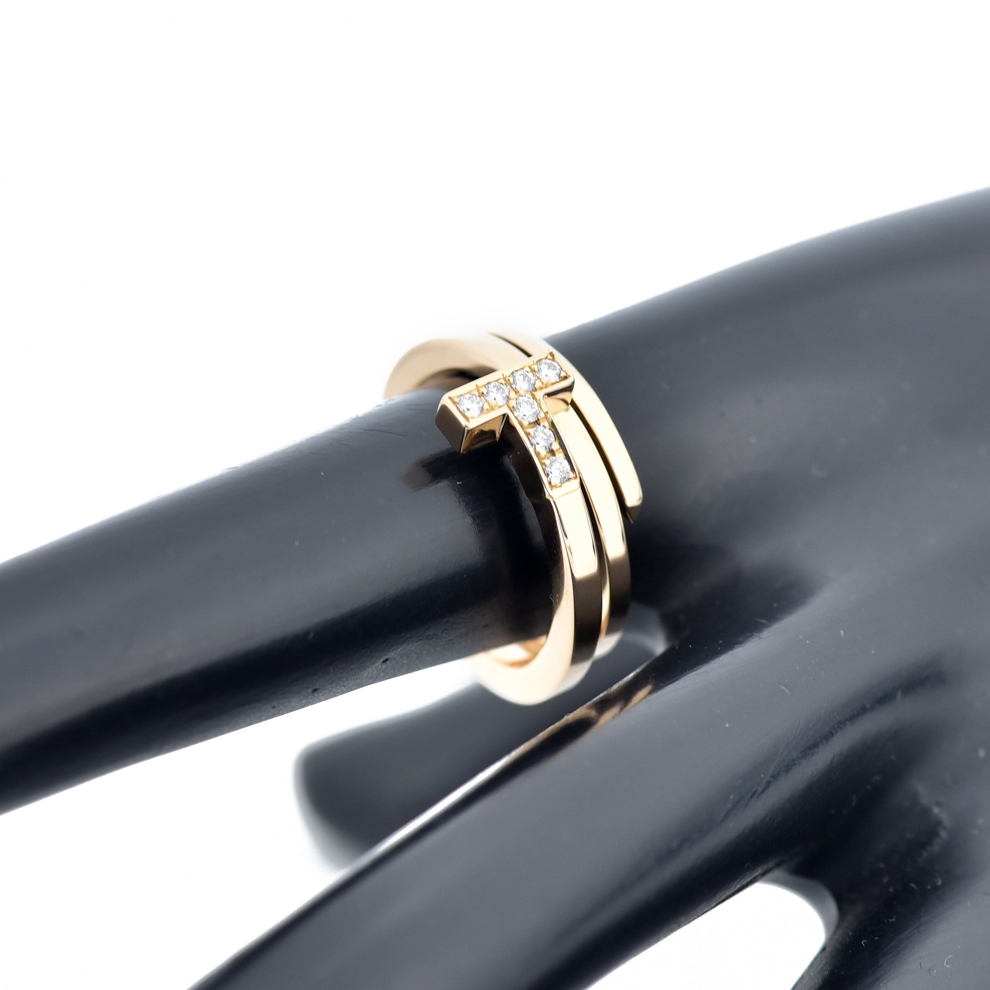 Inspired Tiffany T Two Narrow Ring in 18k Rose Gold with Pavé Diamonds |  Narrow ring, Tiffany jewelry, Tiffany t