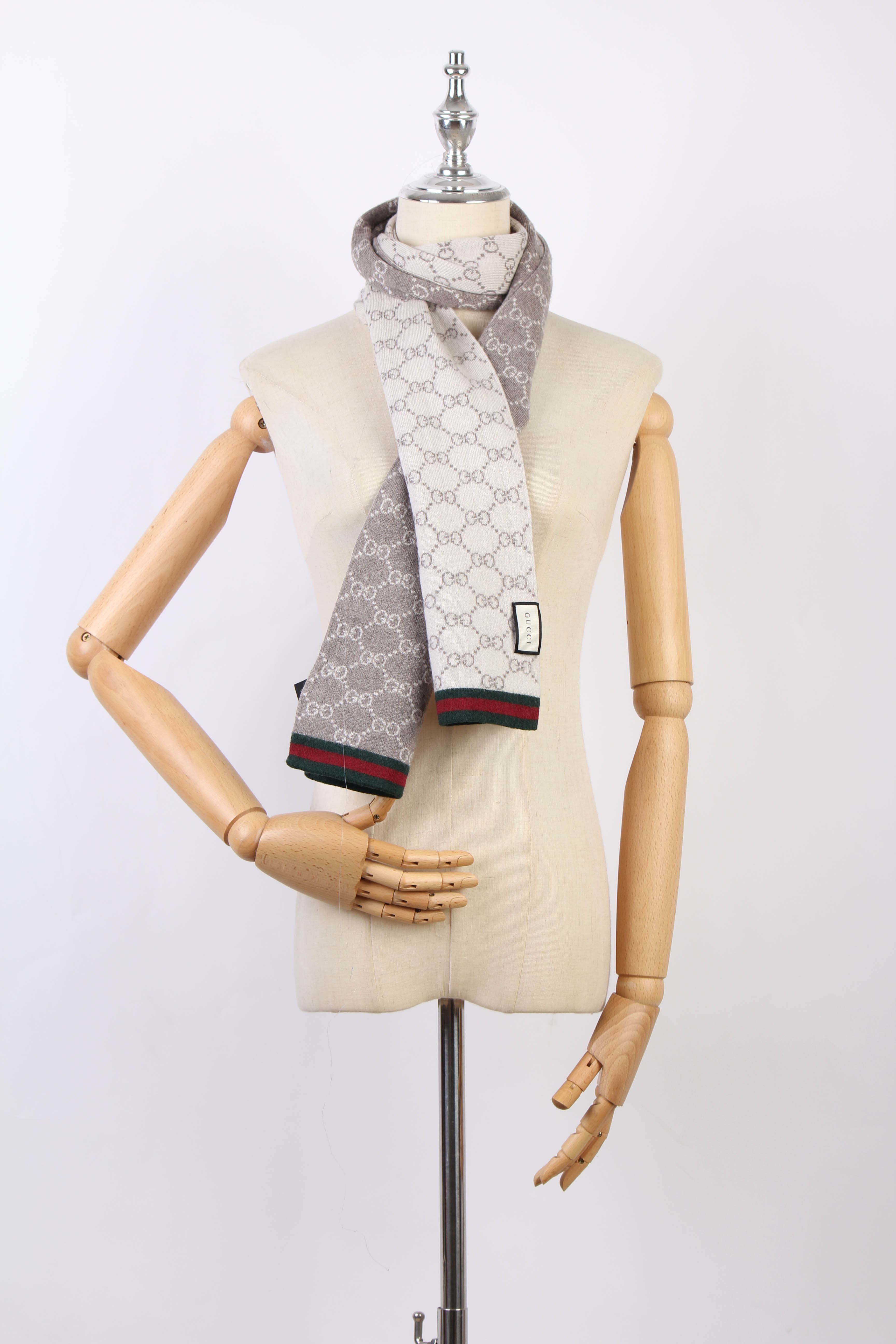 GG & Web Accent Wool Scarf