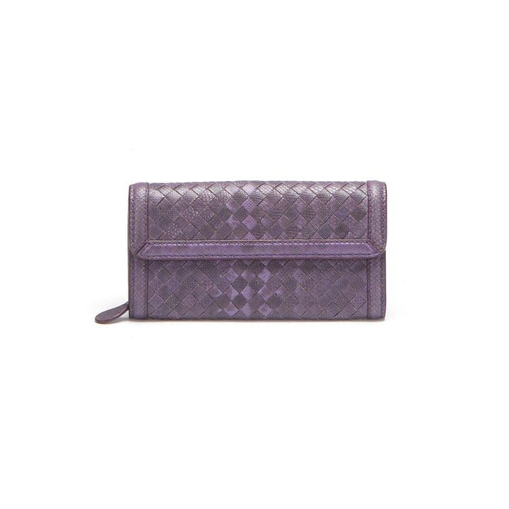 Intrecciato Leather Long Wallet