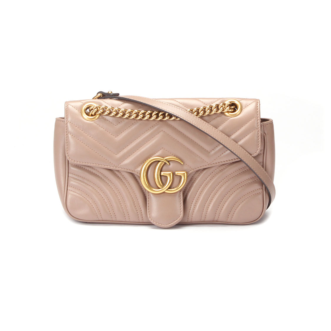 Gold Gucci Small GG Marmont Matelasse Crossbody Bag