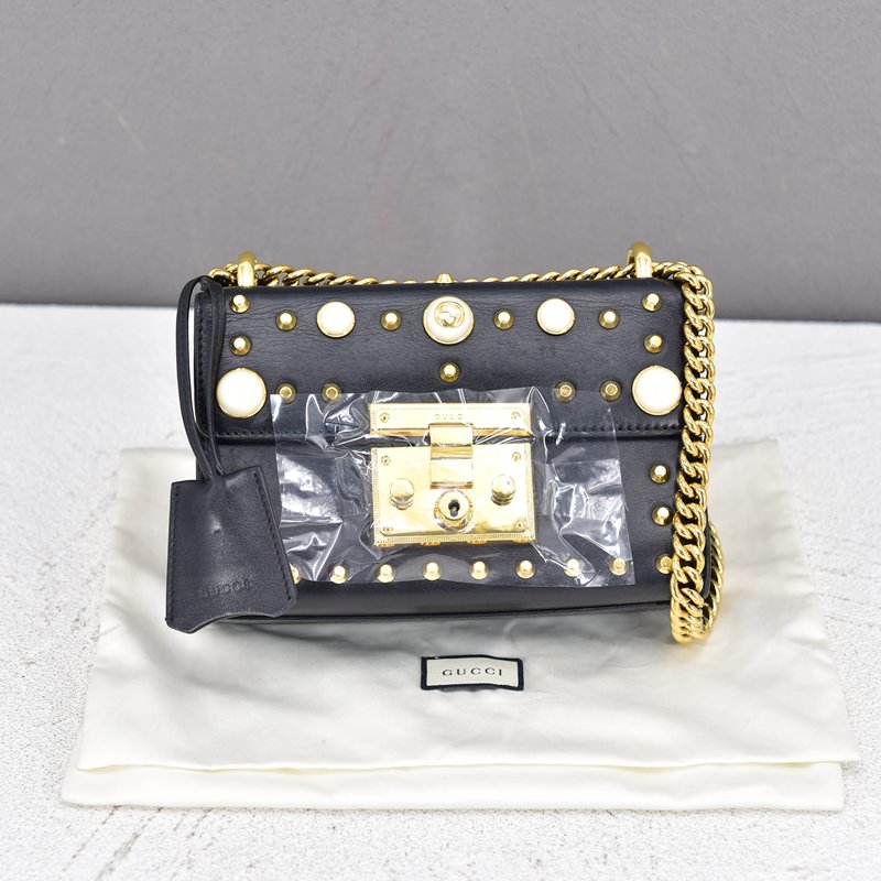 Studded Leather Small Padlock Crossbody Bag 432132