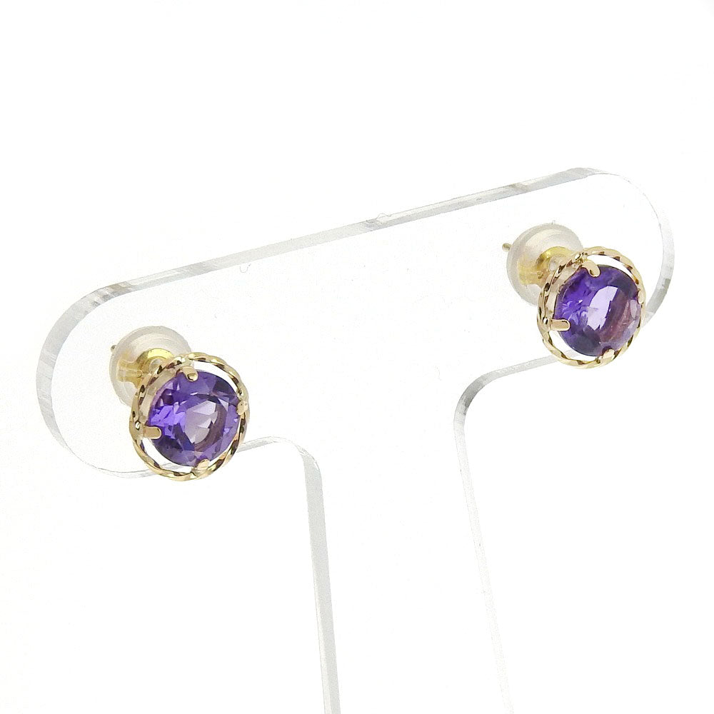 Earrings in K18 Yellow Gold with Amethyst, Purple, Preloved Grade SA, Women's