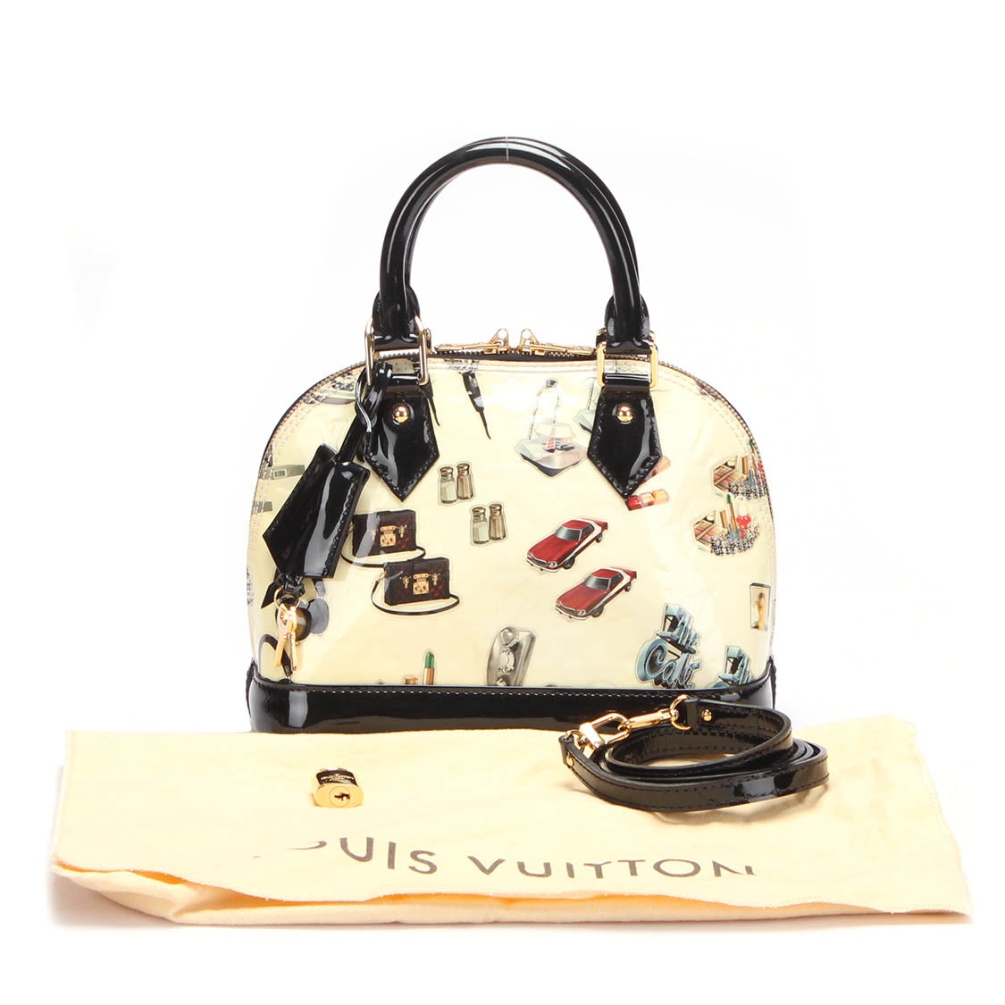 Louis Vuitton Alma Monogram Vernis Stickers BB White/Black in