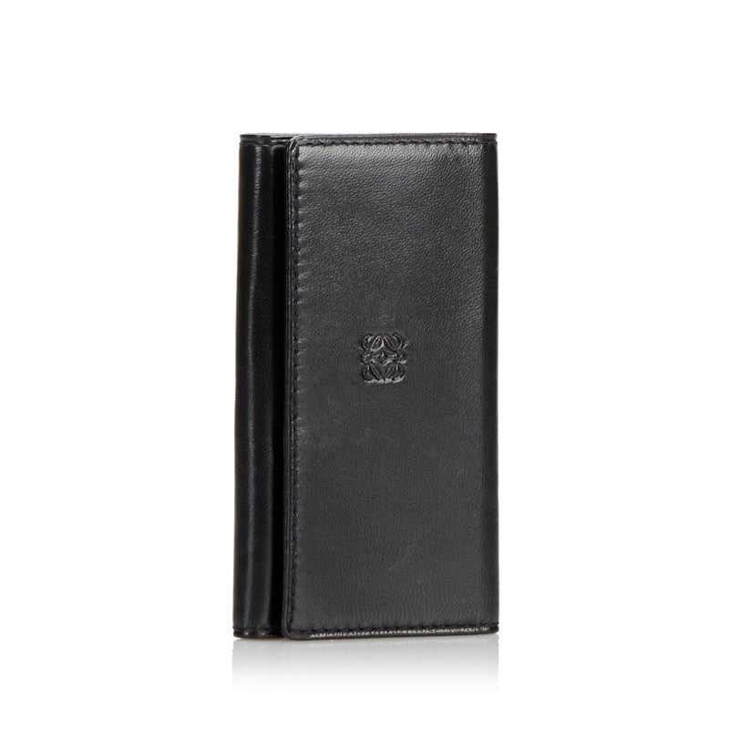 Leather Trifold 6 Key Case Holder Wallet